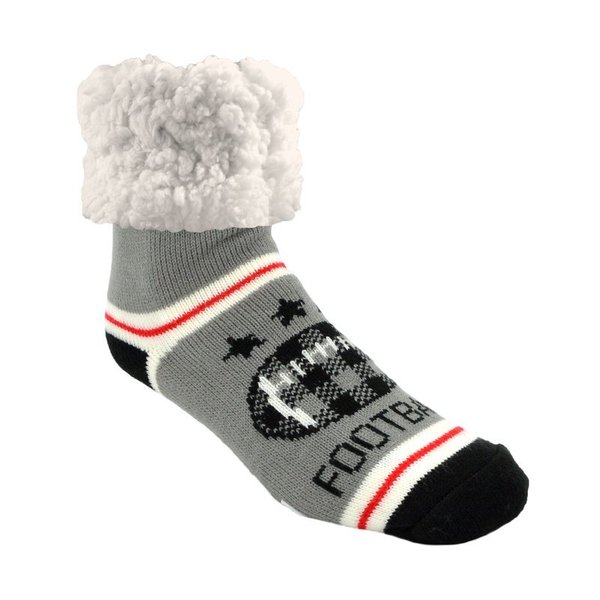 Pudus Unisex Classic Football One Size Fits Most Slipper Socks Gray FB-GRY-C